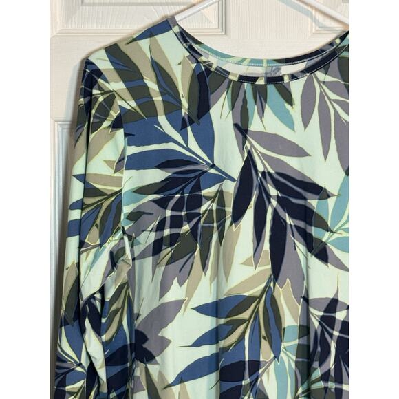Hang Ten Women's UV Protection UPF 50+ Long Sleeve Green Palm Print, L - Picture 2 of 7